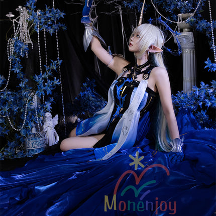 ชุดคอสเพลย์ Monenjoy Narushio Cartesia, ชุดทางการ Fleur-de-Lis, ชุดอัศวินพเนจร, ชุดหรูหรา, หูเอลฟ์, เสื้อกล้ามสีดำและเลกกิ้ง, กระโปรงจำลองสี, รุ่นพรีเมียม