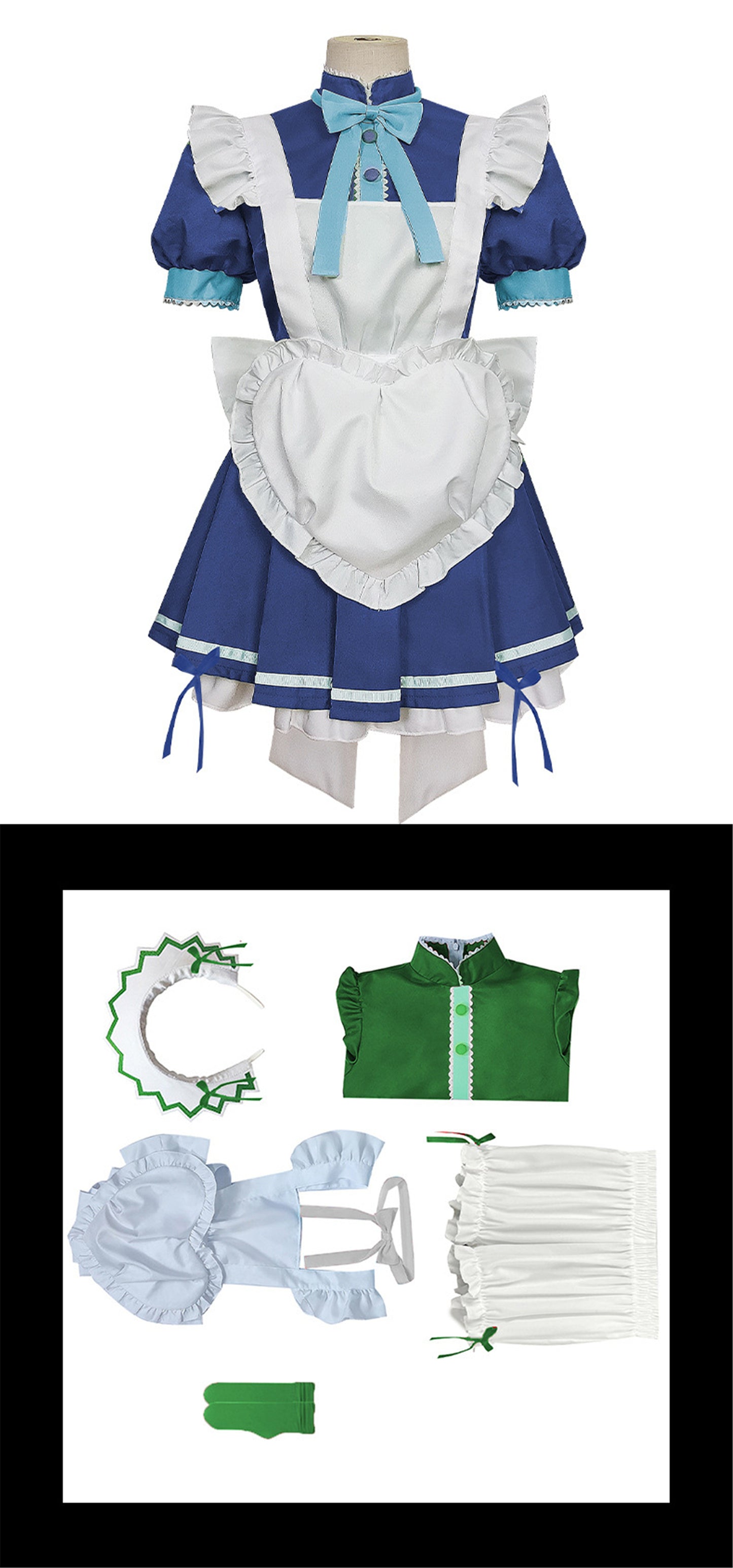 Monenjoy アニメ 東京ミュウミュウ にゅ～ 桃宮 いちご 藍沢 みんと 碧川 れたす 黄 歩鈴 ミュウプリン 藤原 ざくろ カフェ服　コスプレ　メイド服　可愛い　ハロウィン - Monenjoy