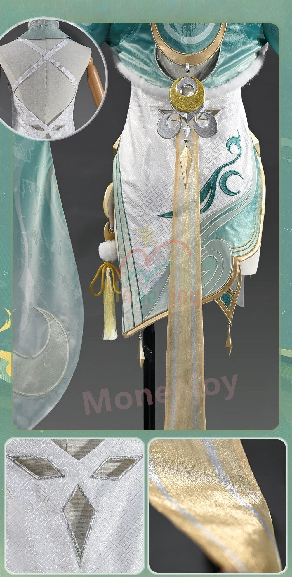 Monenjoy　原神 兹白  コスプレ衣装　初期衣装—白駒、月を招く　金属製パーツ　 Genshin Impact Zibai 兹白  隙を過ぐ仙駒 MONENJOY