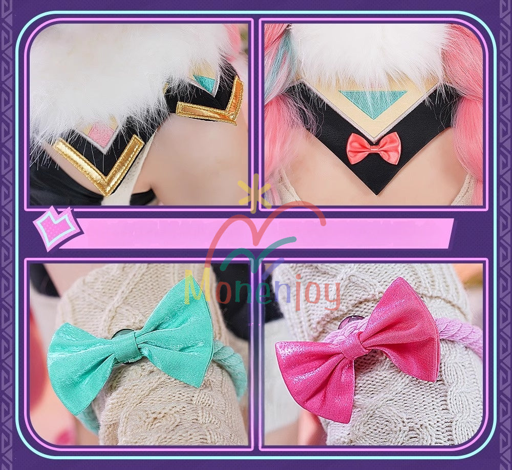 Monenjoy 原神 ヴァレサ　コスプレ衣装　髪飾り＋耳飾り付き　コスチューム　ニットアームガード　マスク＋角＋尻尾付　腿カバー付　アクセサリー　豪華衣装　イベント　仮装 - Monenjoy