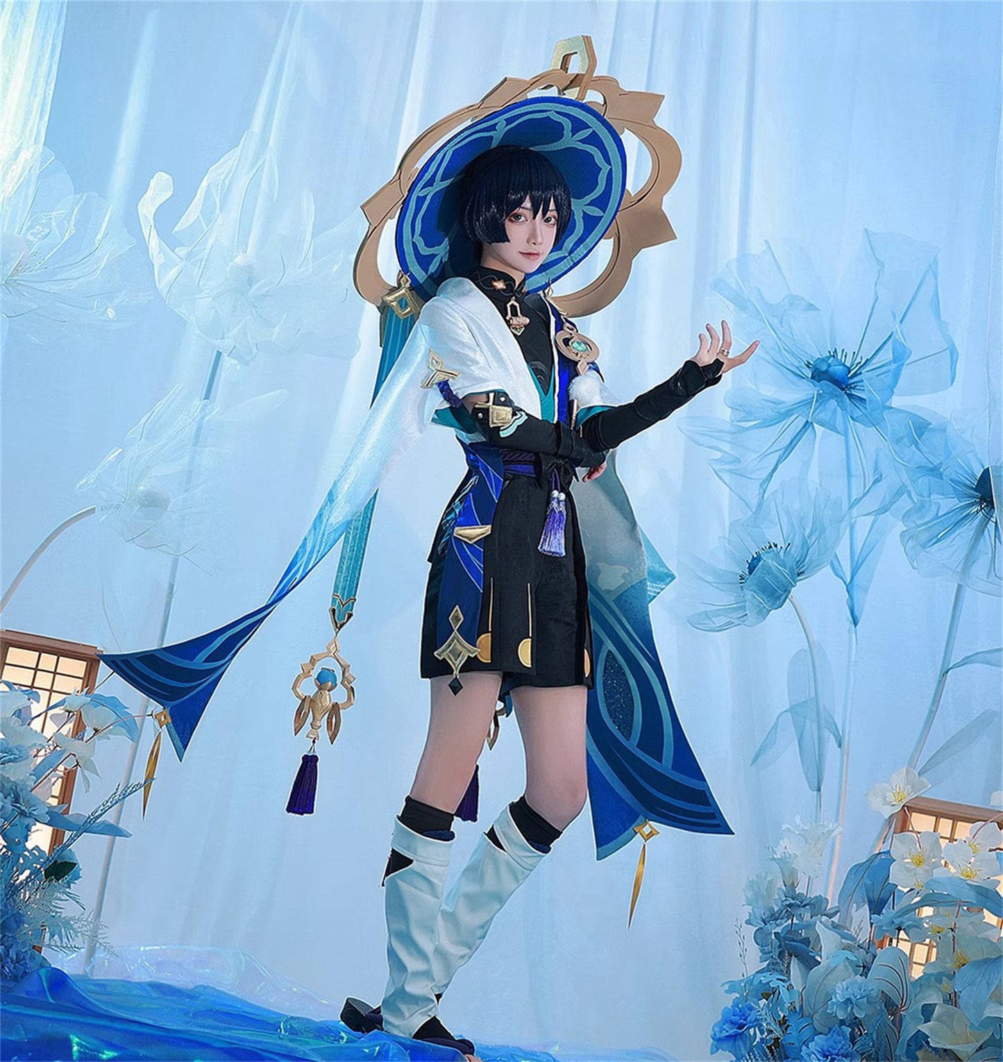 Monenjoy　原神　放浪者(スカラマシュ) 久世浮傾　浪客座　神の目 コスプレ衣装　舞台服　コスチューム　変装　イベント　仮装　花火大会　学園祭　COS　イベント祈願「残火変相」 - Monenjoy