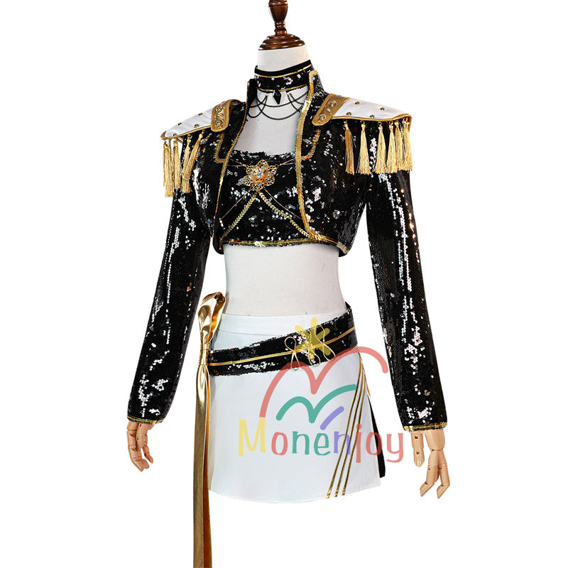 Monenjoy KPOP Girls! Demon Hunters Rumi Mila Zoe Cosplay Costume Stage Clothes Black Sparkly Live Clothes KPop Demon Hunters