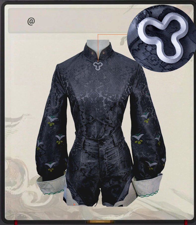 Monenjoy ゼンレスゾーンゼロ　 リン 雲霞の行き着く処 　コスプレ衣装　ジャガード生地 リンちゃん(新衣装)　アニバーサリー Ver.2.0 　地紋織　耳飾り＋イヤリング付き雲嶽山　ワンピース　コスプレ用　コスチュームGS1905