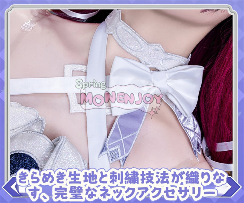 Monenjoy 原神 コロンビーナ 少女　コスチューム コスプレ衣装　　髪飾り＋アイマスク付　3ｄ樹脂製パーツ 執行官 月の少女 Damselette Columbina コスプレ衣装
