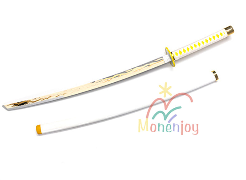 Monenjoy　鬼滅の刃　我妻 善逸 104cm 日輪刀　おもちゃ　コスプレ道具　あがつま ぜんいつ　日本刀　木刃 雷の呼吸 霹靂一閃イベント