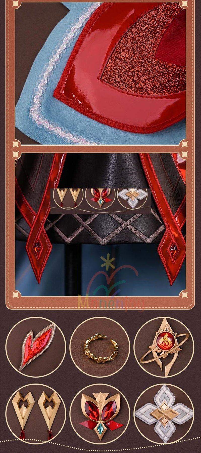 予約販売　Monenjoy　原神 アリス コスプレ衣装　コスチューム　帽子付　3d樹脂製パーツ　炎元素の神の目付　ナド・クライ編　魔術師　魔女　仮装　モンド / 魔女会