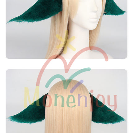 Monenjoy 原神 八重神子 きつね耳　やえみこ　ピンクと緑　コスプレ道具　ふわふわ　耳飾り＋尻尾　可愛い　萌えグッズ　猫耳 きつね耳　アクセサリー　　 - Monenjoy