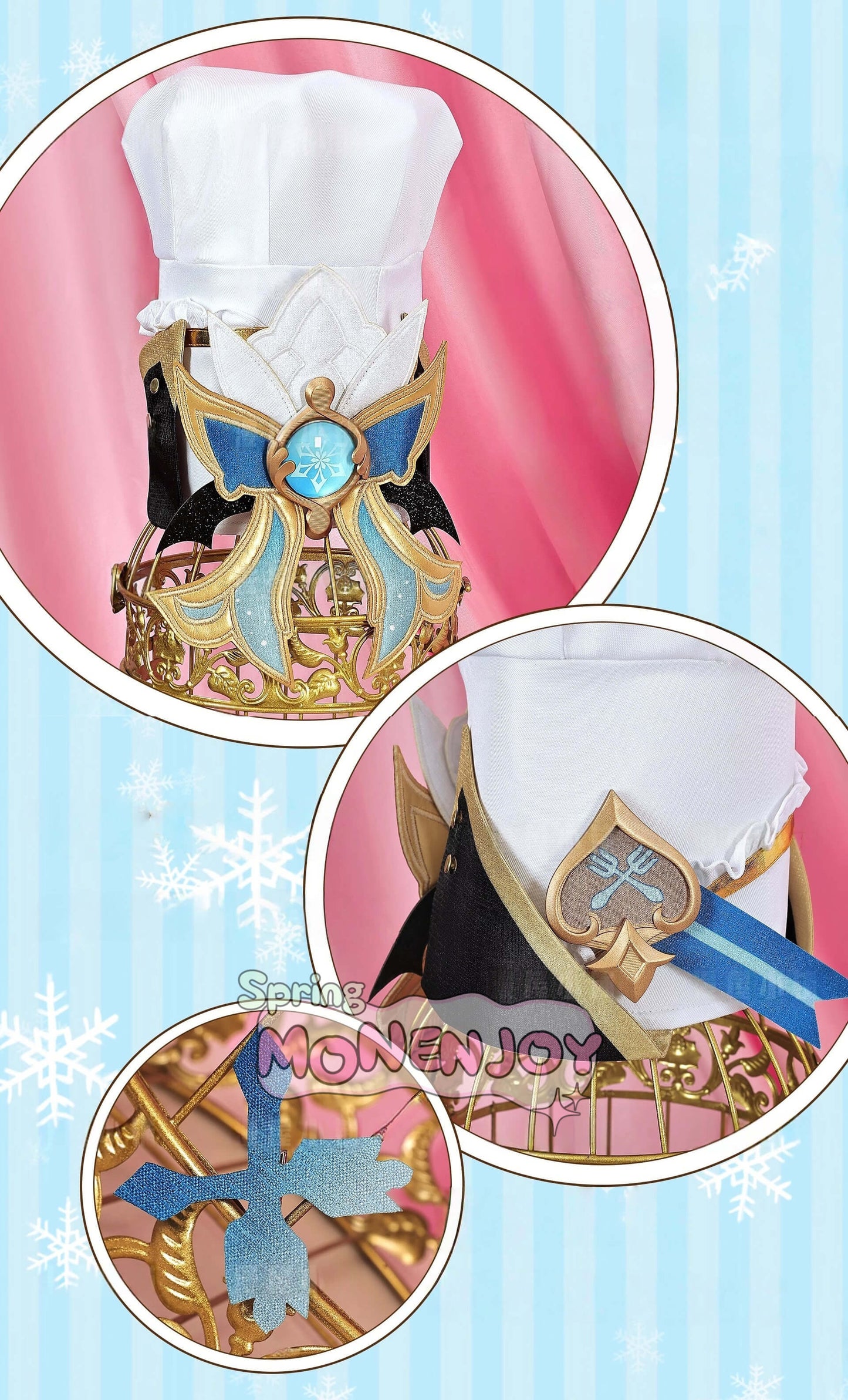 Monenjoy 原神 Escoffier エスコフィエ コスプレ衣装　3d樹脂尻尾付　イベント　絢爛のフレーバー　Genshin Impact　コスチュームGS1426　 - Monenjoy