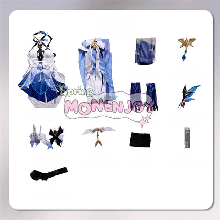 Monenjoy Genshin Impact Skirk Cosplay Costume with 3D Resin Accessories, Ships Same Day, Great Value when Purchased as a Set