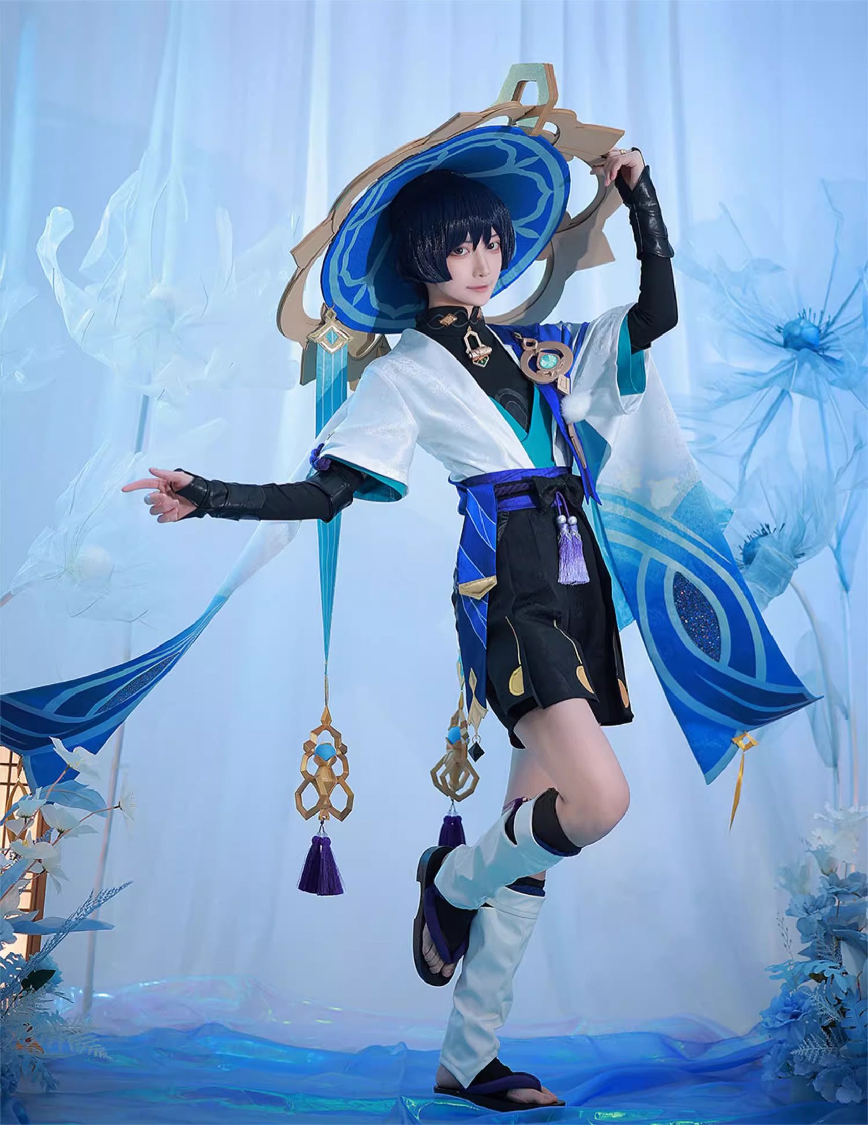 Monenjoy　原神　放浪者(スカラマシュ) 久世浮傾　浪客座　神の目 コスプレ衣装　舞台服　コスチューム　変装　イベント　仮装　花火大会　学園祭　COS　イベント祈願「残火変相」 - Monenjoy