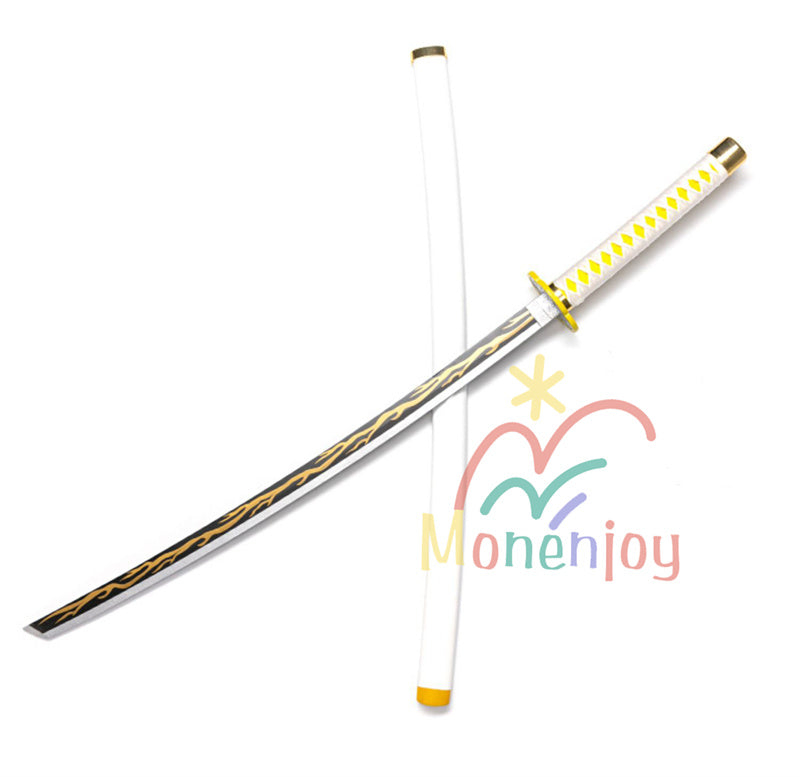 Monenjoy　鬼滅の刃　我妻 善逸 104cm 日輪刀　おもちゃ　コスプレ道具　あがつま ぜんいつ　日本刀　木刃 雷の呼吸 霹靂一閃イベント