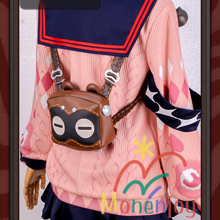 Monenjoy Zenless Zone Zero Ukinami Yuzuha Cosplay Costume Kaidanya Sailor Uniform with Bag + Hair Accessory Set Ukinami Yuzuha Mini Skirt Tanuki Tail Kamachi Added Event Toy Tanuki Plush Toy Can Be Added Separately