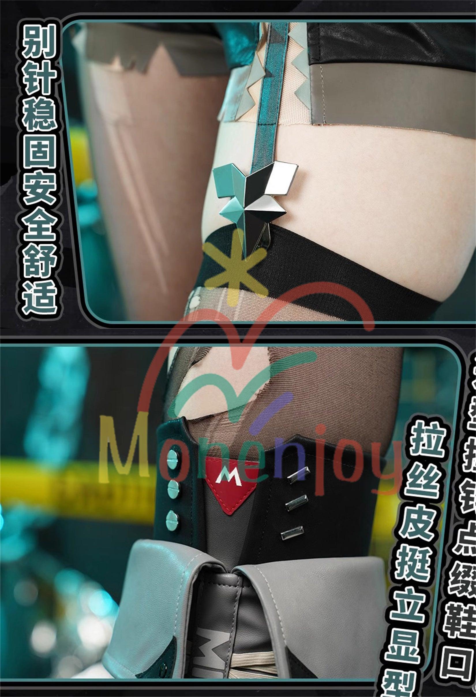 Monenjoy ゼンレスゾーンゼロ　ジェーン・ドゥ コスプレ衣装　耳飾り＋尻尾付　ゼンゼロ　実写化　cosplay　ハロウィン　クリスマス　仮装　イベント　カッコイイ　イベント衣装（シューズカバー付) - Monenjoy