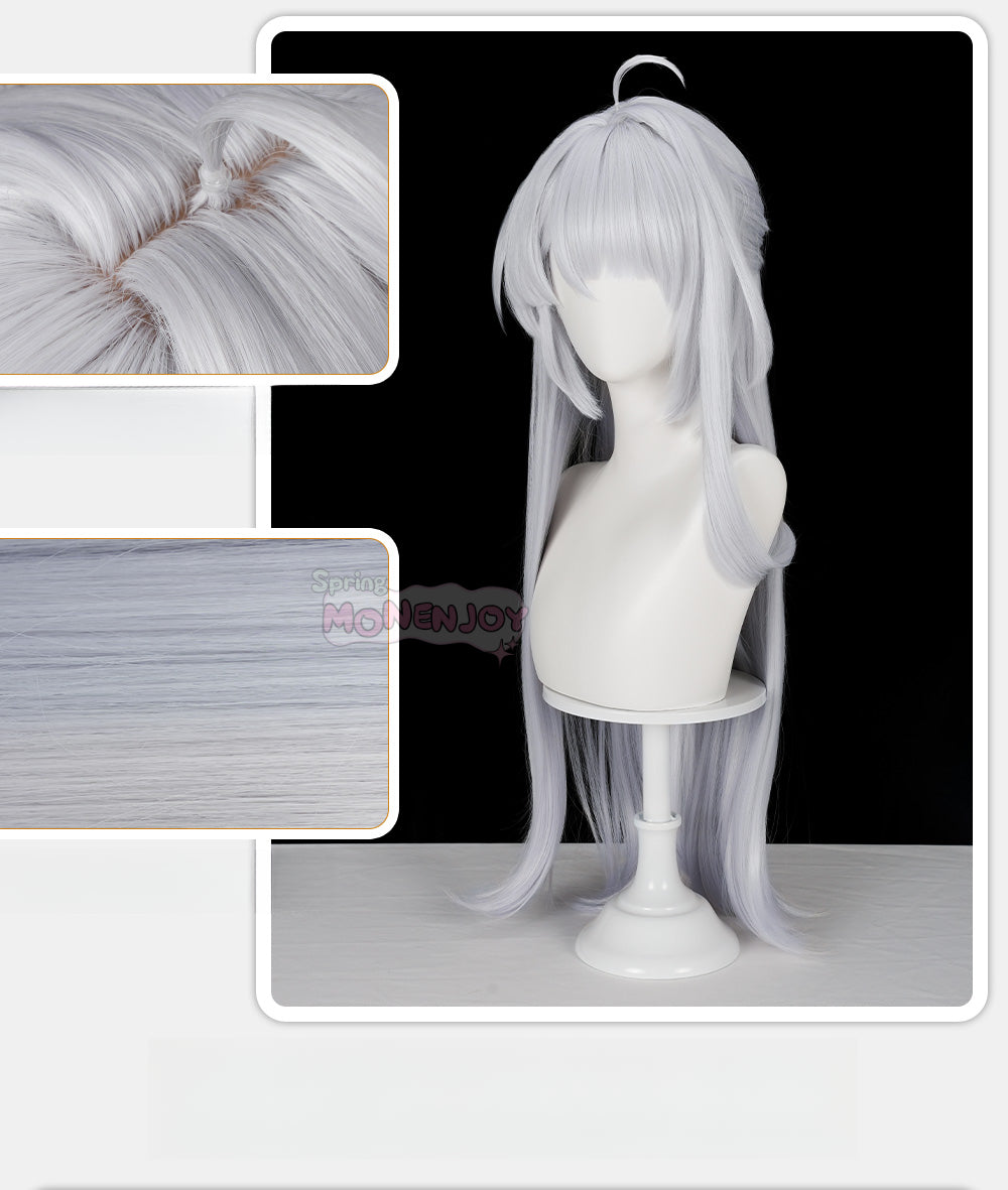 Monenjoy ゼンゼロ イーシェン 儀玄 コスプレ ウィッグ　カツラ　白色　ンレスゾーンゼロ　つげ毛　85cm　 - Monenjoy
