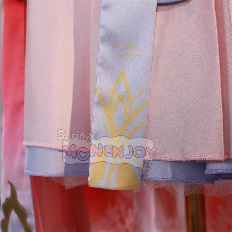 Monenjoy 鳴潮 今汐 春会い　桃の夭夭たる　 コスプレ衣装　ピンクドレス+髪飾り+首飾り付属 コスプレ/撮影イベント用