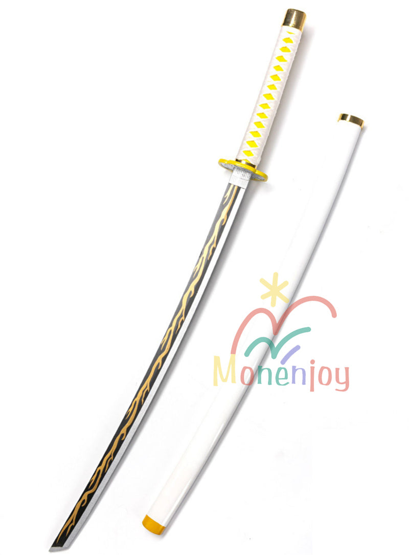 Monenjoy　鬼滅の刃　我妻 善逸 104cm 日輪刀　おもちゃ　コスプレ道具　あがつま ぜんいつ　日本刀　木刃 雷の呼吸 霹靂一閃イベント
