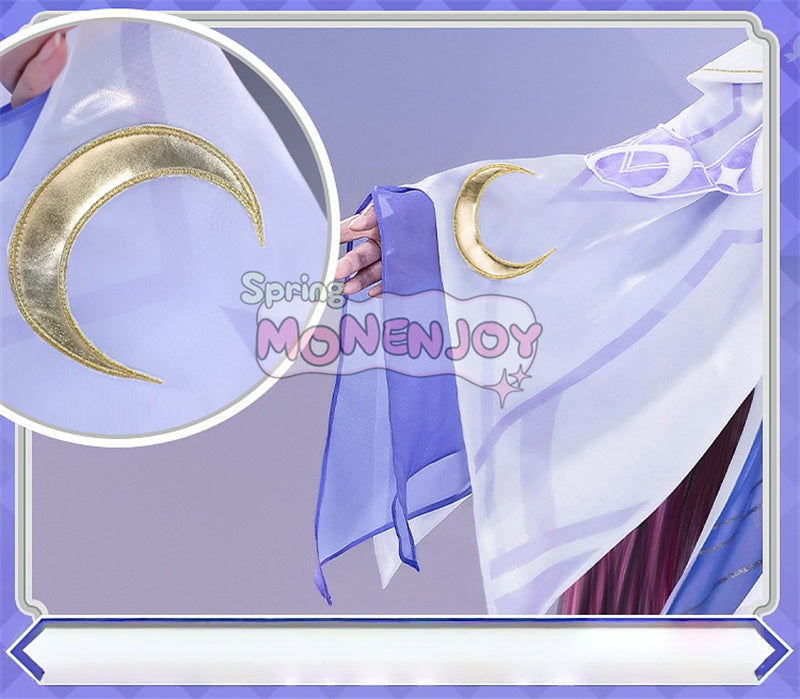 Monenjoy 原神 コロンビーナ 少女　コスチューム コスプレ衣装　　髪飾り＋アイマスク付　3ｄ樹脂製パーツ 執行官 月の少女 Damselette Columbina コスプレ衣装