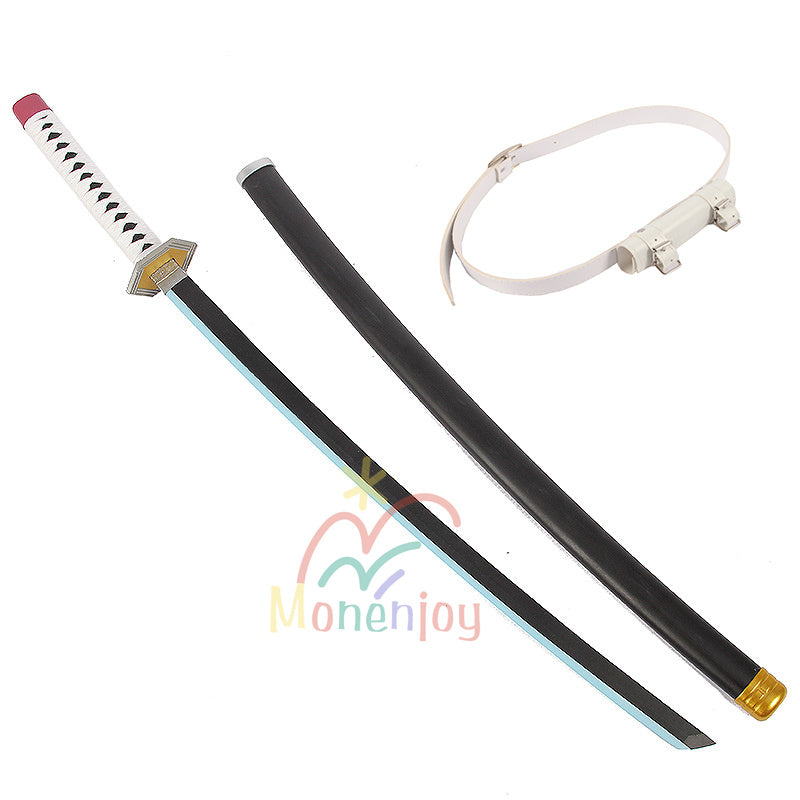 Monenjoy　鬼滅の刃　 日輪刀　冨岡 義勇 木製刃　木鞘　104cm　軽量　日本刀　美術刀　武器　小物　コスチューム　コスプレ道具　おもちゃ　鑑賞　COS