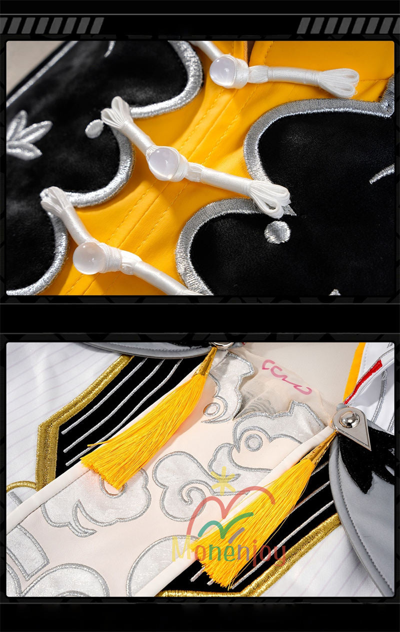 Monenjoy　ゼンゼロ 葉瞬光 　コスプレ　刺繍柄　 Ye Shunguang　2種類の形態選択 イェー・シュンガン　合金製パーツ　耳飾＋尻尾追加　コスプレ　　