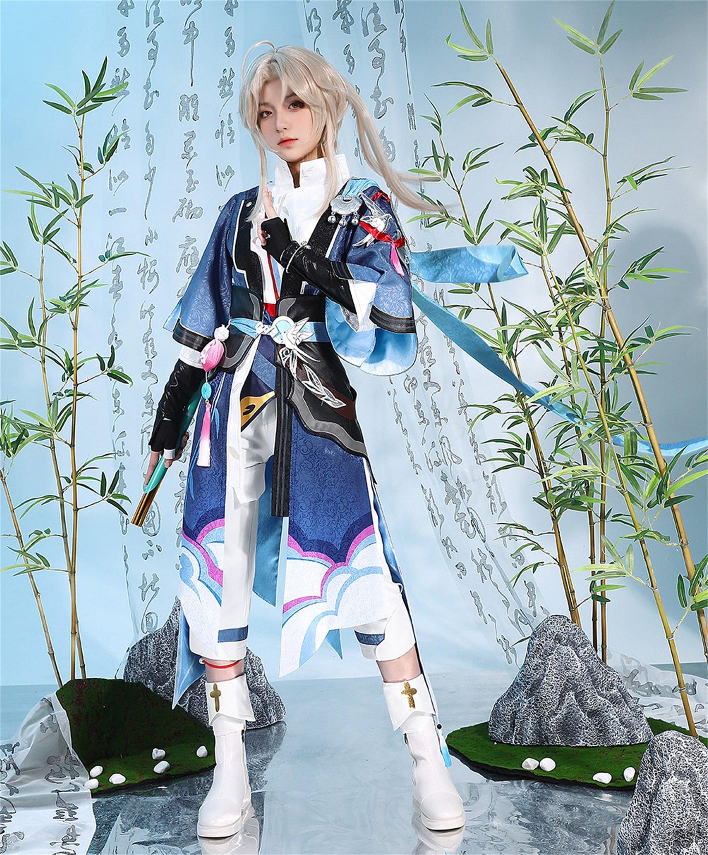 崩壊スターレイル 彦卿　げんきょう 衣装 舞台服　刺繍生地　花紋生地　コスチューム　変装　イベント　仮装　花火大会　学園祭　COS　イベント祈願「残火変相」 - Monenjoy