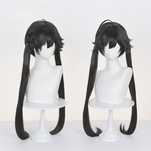 Monenjoy Arknights: Endfield Chen Qianyu วิกผมคอสเพลย์พร้อมหางม้า 80 ซม. และไรผมข้างละ 30 ซม. วิกผมเต็มตัวสำหรับงานอีเวนต์ 