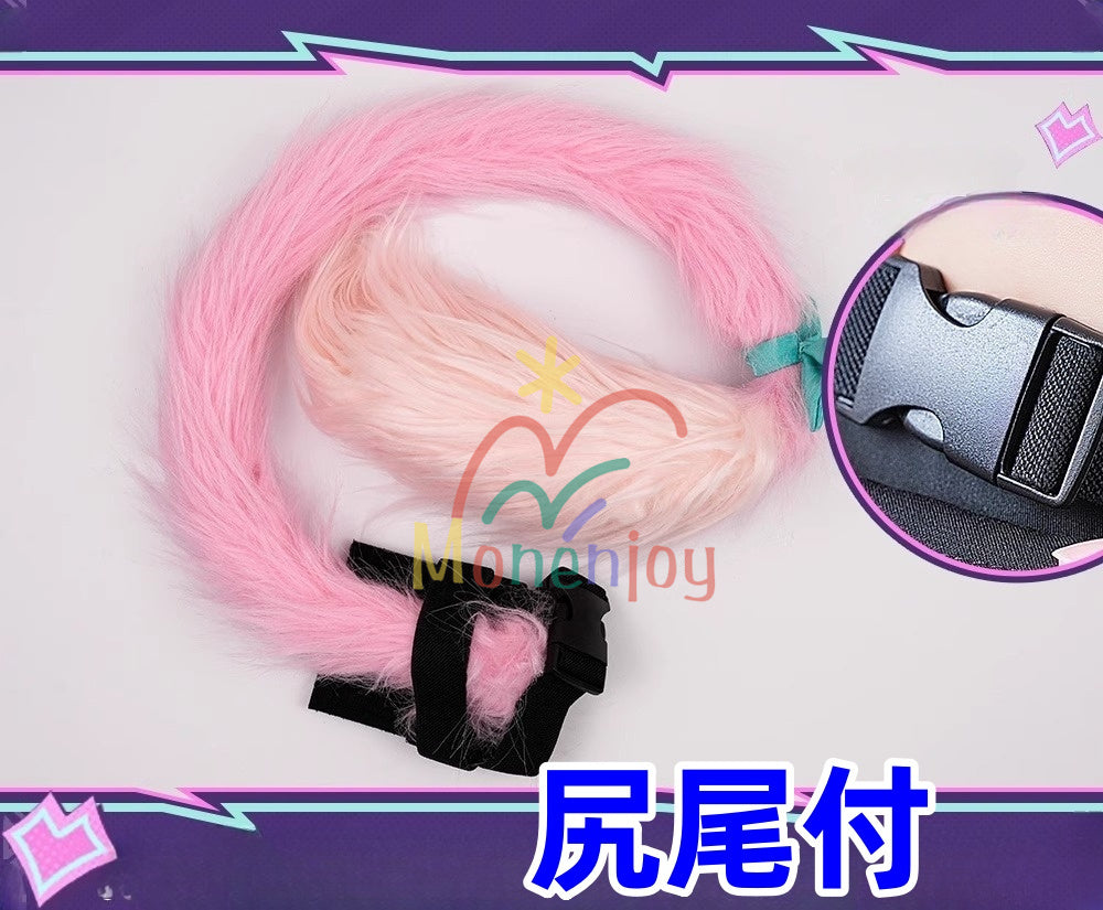 Monenjoy 原神 ヴァレサ　コスプレ衣装　髪飾り＋耳飾り付き　コスチューム　ニットアームガード　マスク＋角＋尻尾付　腿カバー付　アクセサリー　豪華衣装　イベント　仮装 - Monenjoy