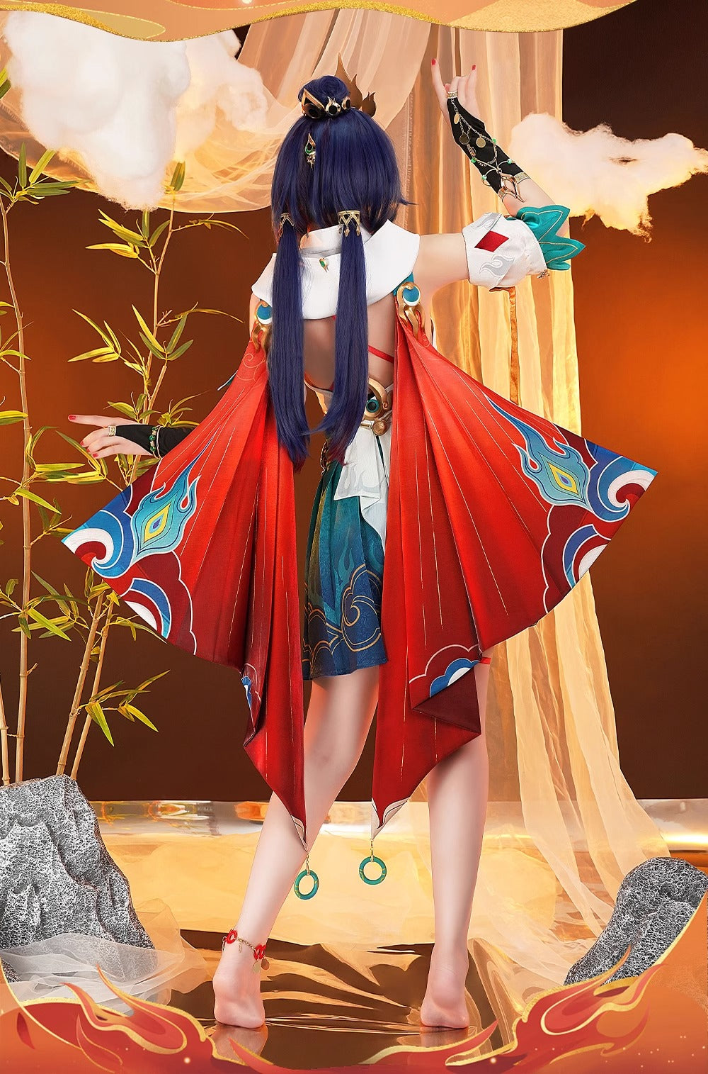 Monenjoy 崩壊スターレイル 雲璃（うんり） コスプレ衣装　ワンピース　礼服　かわいい　豪華アクセサリー　武器レプリカ追加可能 - Monenjoy