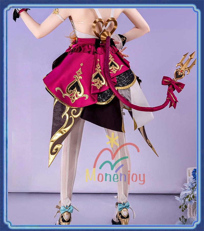 Monenjoy 原神 エスコフィエ　ワンピース　 Escoffier  コスプレ衣装 氷神の目　料理人　3d樹脂尻尾　げんしん　フォンテーヌ