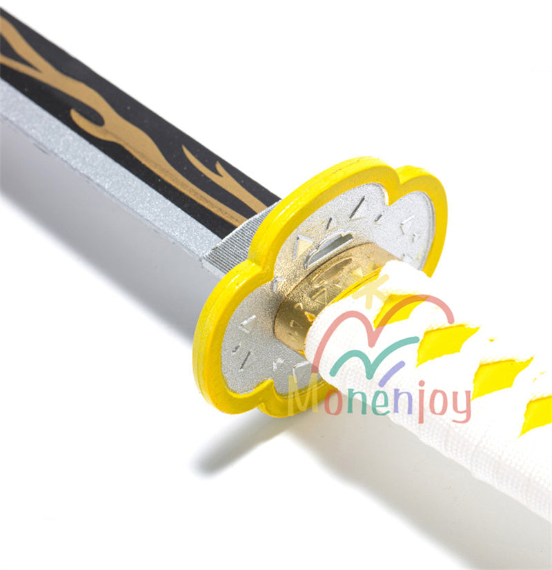 Monenjoy　鬼滅の刃　我妻 善逸 104cm 日輪刀　おもちゃ　コスプレ道具　あがつま ぜんいつ　日本刀　木刃 雷の呼吸 霹靂一閃イベント