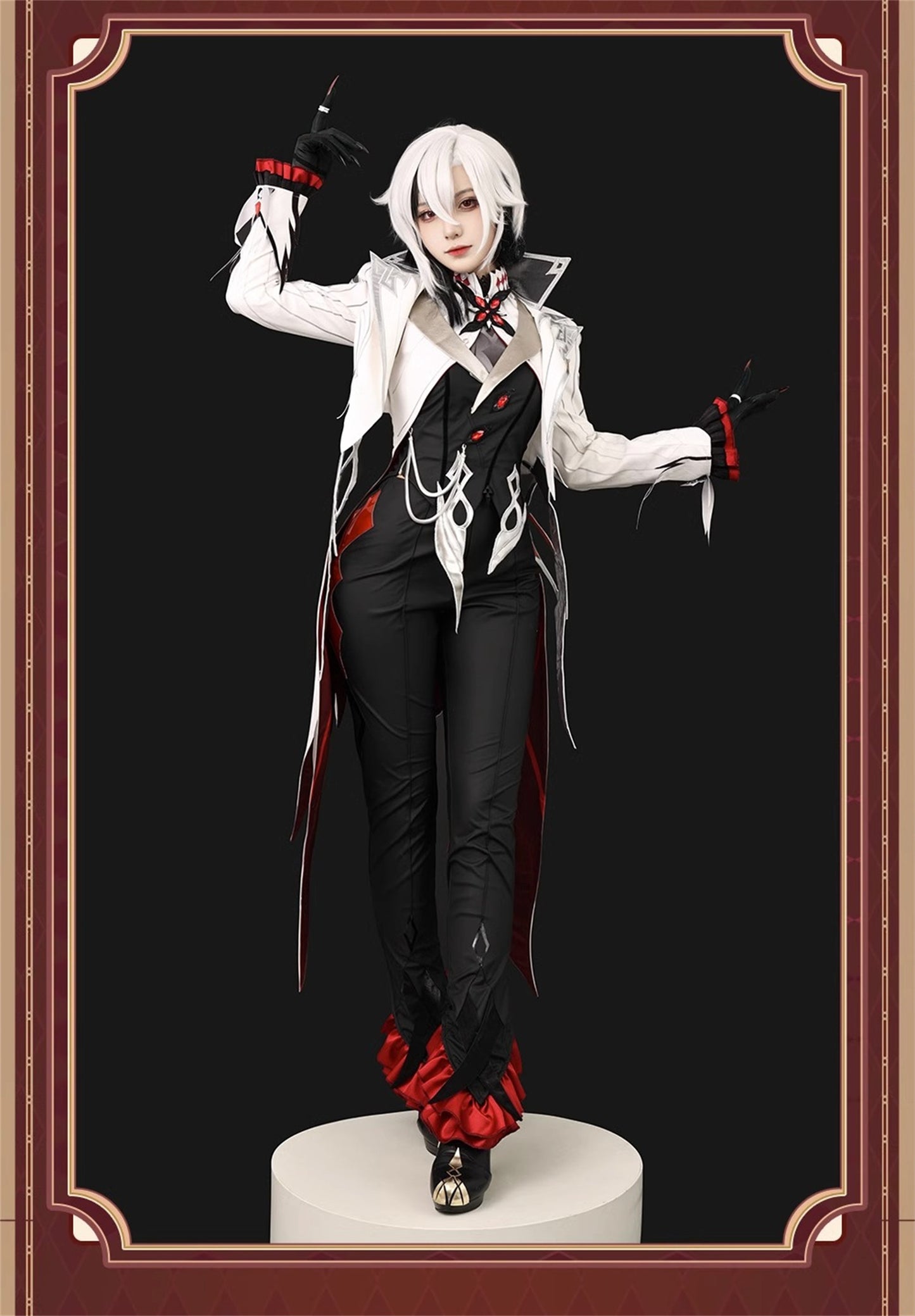 Monenjoy　原神　アルレッキーノ　召使　ファデュイ執行官　火力源　元素爆発 召使　神の目 コスチューム　衣装　ハロウィン　クリスマス　衣装　イベント　変装　cosplay　男女兼用 - Monenjoy