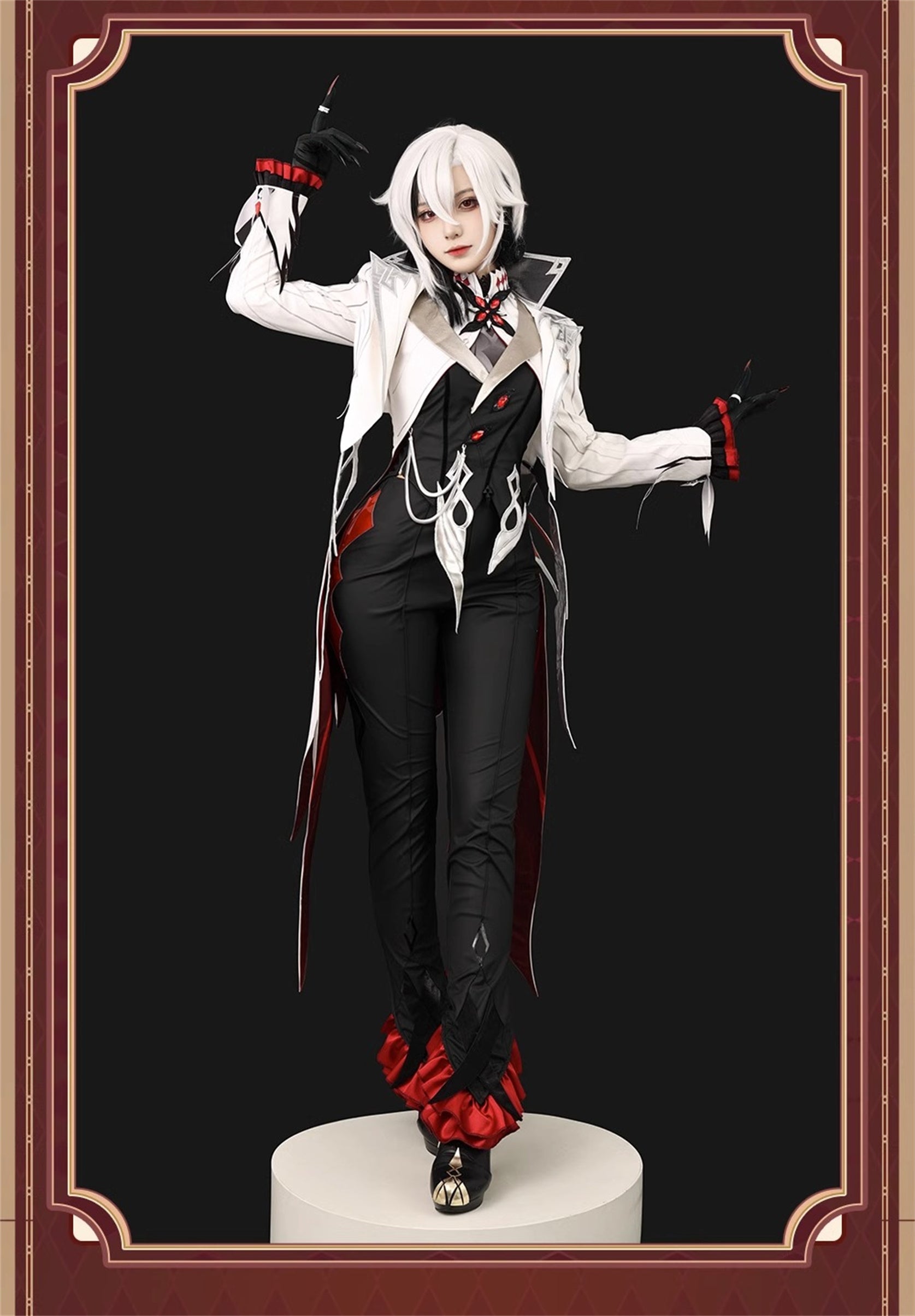 Monenjoy　原神　アルレッキーノ　召使　ファデュイ執行官　火力源　元素爆発 召使　神の目 コスチューム　衣装　ハロウィン　クリスマス　衣装　イベント　変装　cosplay　男女兼用 - Monenjoy