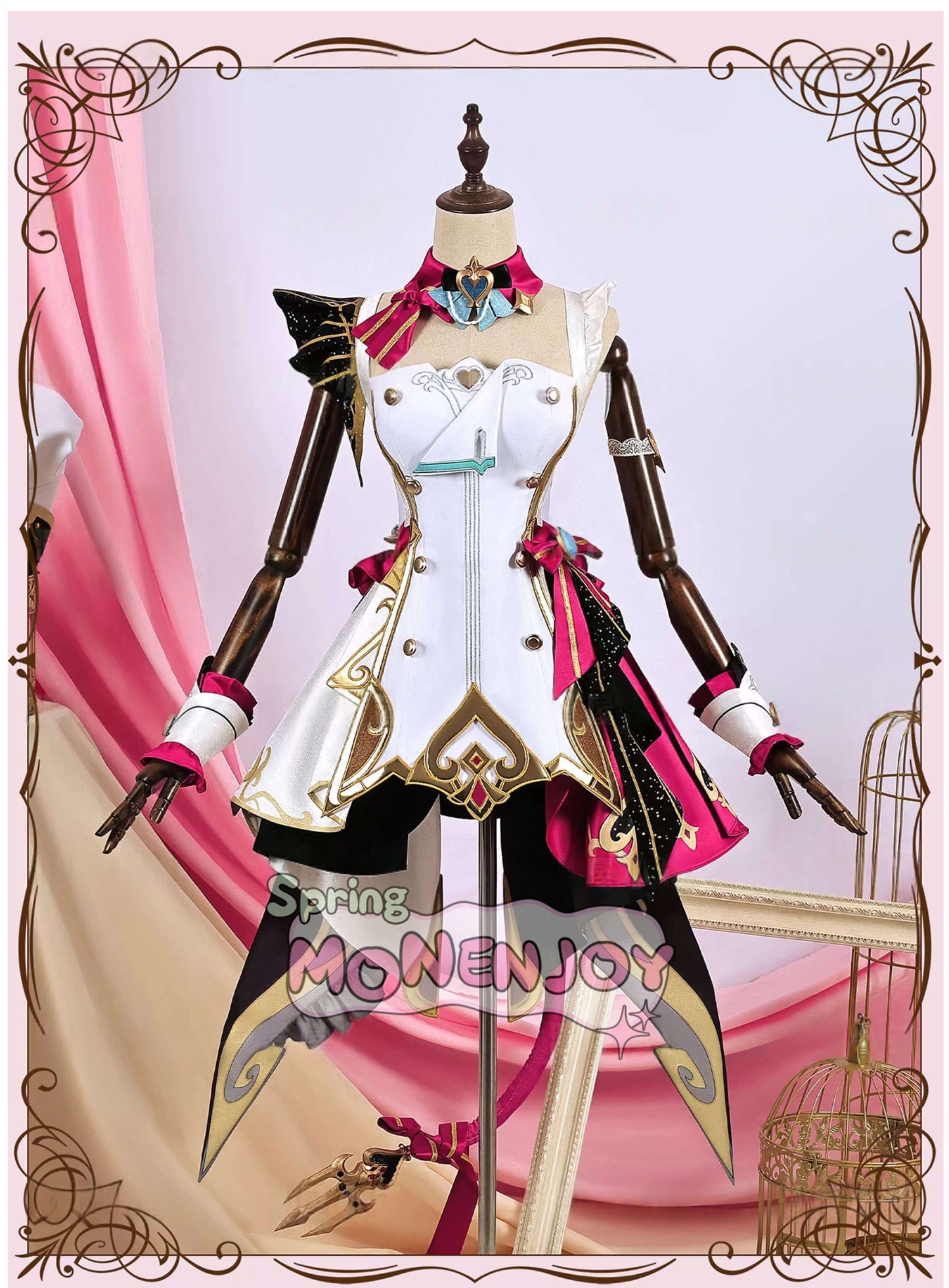 Monenjoy 原神 Escoffier エスコフィエ コスプレ衣装　3d樹脂尻尾付　イベント　絢爛のフレーバー　Genshin Impact　コスチュームGS1426　 - Monenjoy