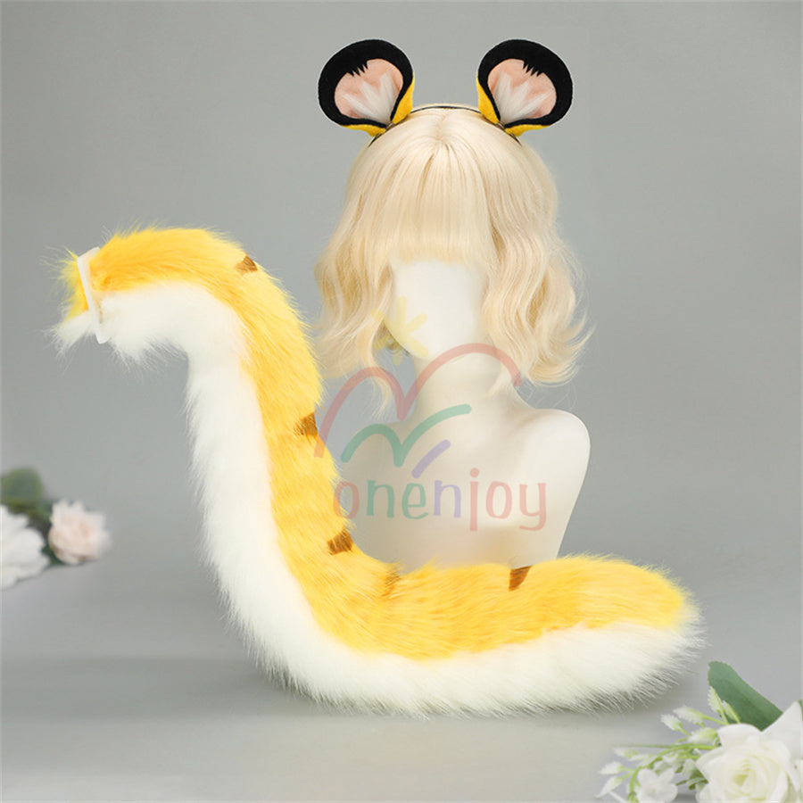 Monenjoy Zenless Zone Zero Chi Fufu Tiger ears Tail Fox ears Tachibana Fukufuku Headband Animal ears Fluffy Ear cosplay Cosplay hair wear Cute Moe goods Cat ears Fox ears Cosplay tools Accessories 