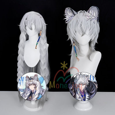 Monenjoy　アークナイツ　凛御シルバーアッシュ 　聖聆プラマニクス 110cm ココスプレ ウィッグ　鬘　コスチューム　ハロウィン　クリスマス　学園祭