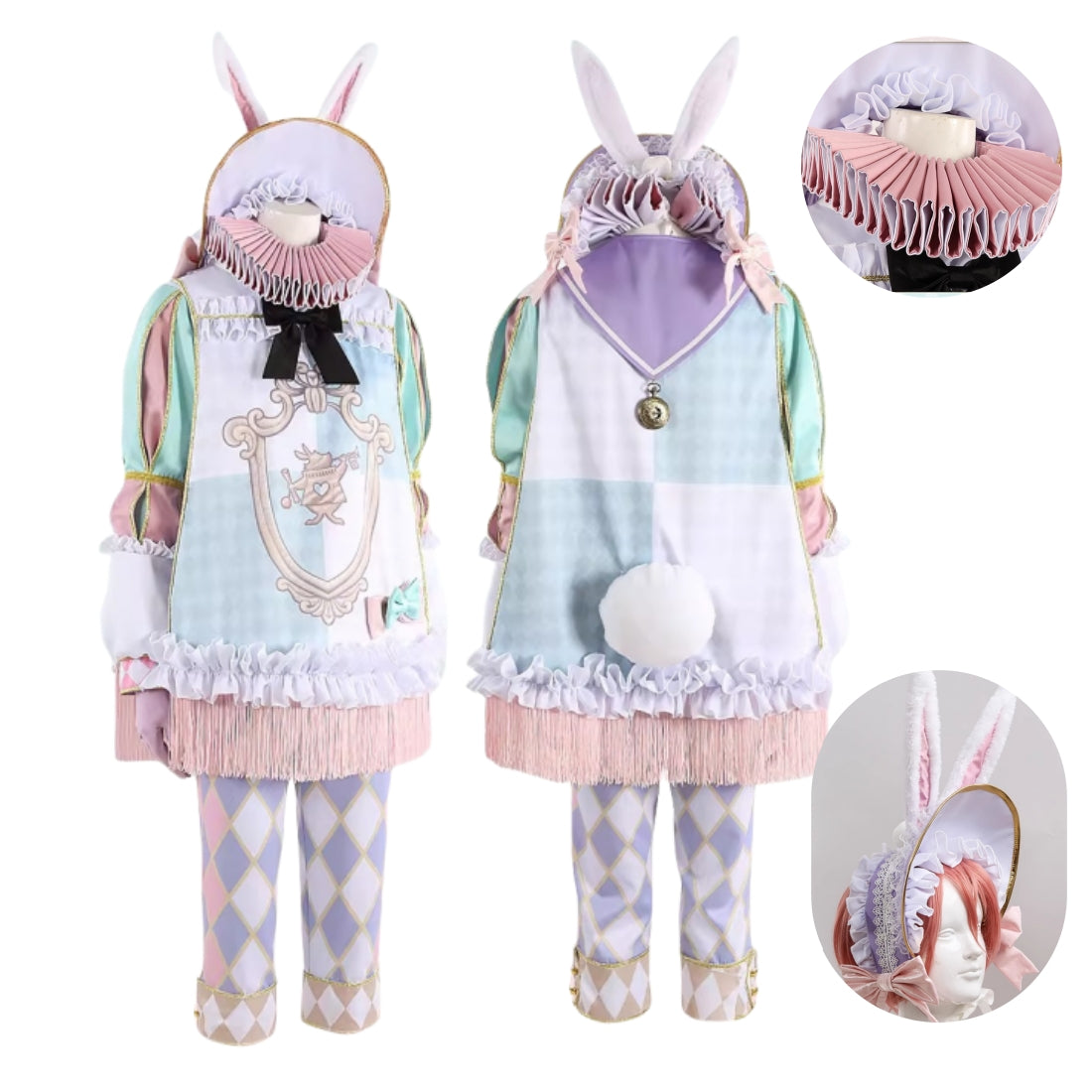 Monenjoy ツイステ 薔薇の王国のホワイトラビット・フェス 　ウサギ耳帽子付　Epel Felmier * twst 　コスプレ衣装　イベント　仮装　ハロウィン　　イベント　可愛い　 - Monenjoy