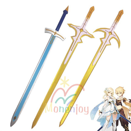 Monenjoy Genshin Impact Traveler One-Handed Sword Cosplay Prop Wooden Traveler Weapon Model GS1438