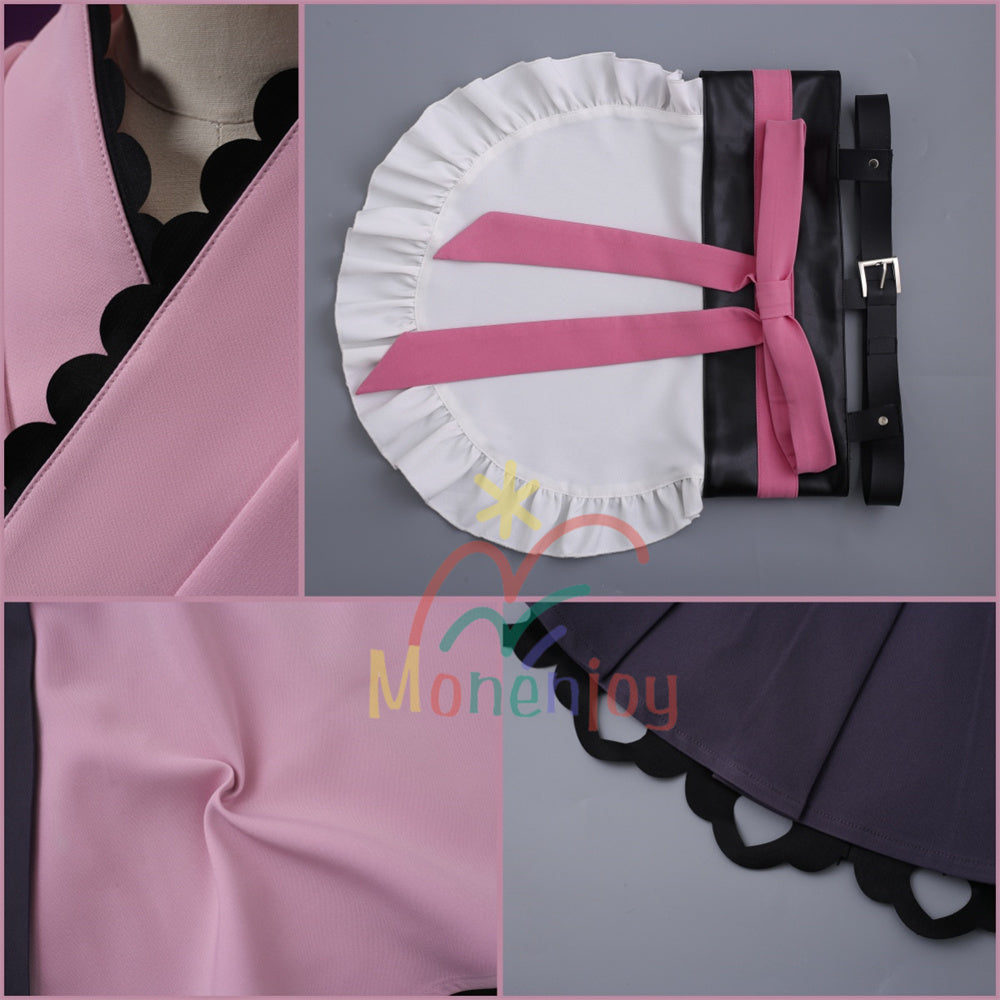 Monenjoy　超かぐや姫　駒沢 乃依　コスプレ衣装　メイド服　ピンク色　角贈り　耳＋尻尾別途追加 MONENJOY
