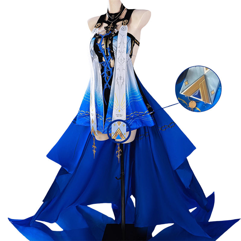 Monenjoy 鳴潮 カルテジアコスプレ衣装　 フルールドリス 礼服　放浪騎士　豪華コス衣装　エルフ耳+黒キャミ+スパッツ付属 スカート色完全再現 プレミアム版