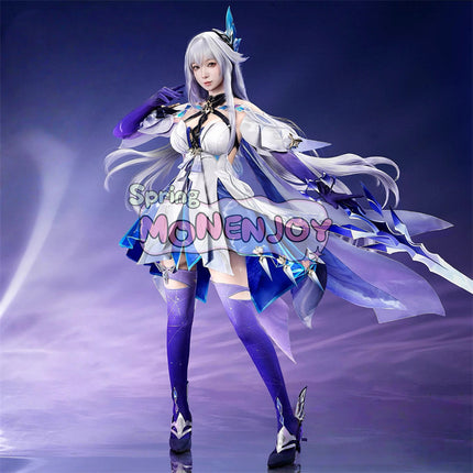 Monenjoy Genshin Impact Skirk Cosplay Costume with 3D Resin Accessories, Ships Same Day, Great Value when Purchased as a Set