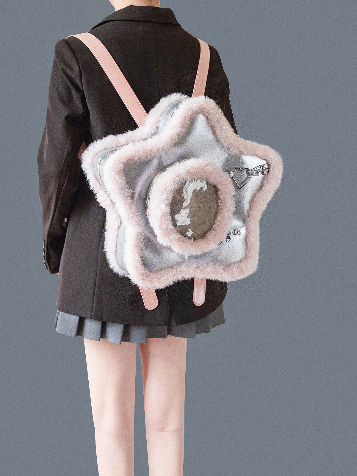 Monenjoy　痛バッグ　推し活に！ふわふわ五芒星クリア痛バッグ アニメ　地雷系　パンク　渋谷　原宿ファション　コスプレ　2次元　萌えグッズ　バックパック/リュック 可愛い　デザイン　装備品　アクセサリー - Monenjoy