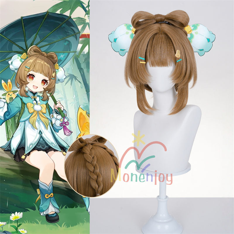 Monenjoy 原神　ヨォーヨ　カツラ　36cm　 新年会　コスプレ　イベント　ウィッグ　鬘　道具　アクセサリー