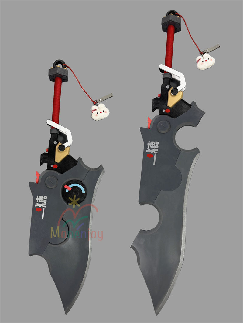 Monenjoy ゼンゼロ ザオ　コスプレ道具　照　武器モデル　ゼンレスゾーンゼロ　1.2ｍと1.4ｍ　モチーフ武器  斧・長剣変形 EVA+木質