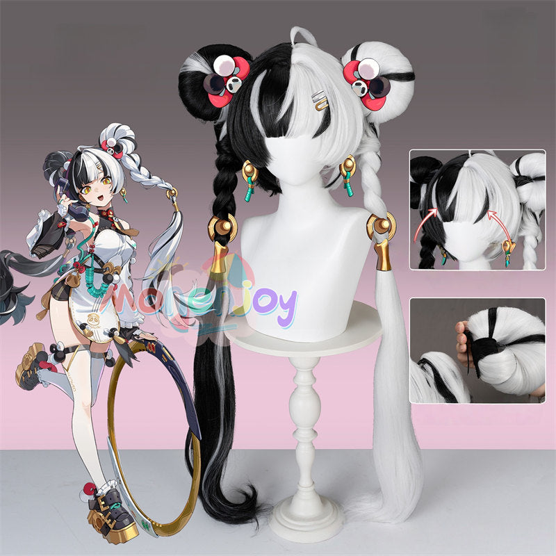 Monenjoy　ゼンゼロ ダイアリン ウィッグ　もみあげ30cm　三つ編み90cm　高温対応  クランプスの黒枝　リアル  マット仕上げ 鬘　コスプレ