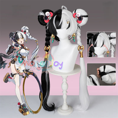 Monenjoy　ゼンゼロ ダイアリン ウィッグ　もみあげ30cm　三つ編み90cm　高温対応  クランプスの黒枝　リアル  マット仕上げ 鬘　コスプレ