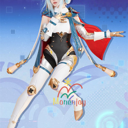Monenjoy Genshin Impact Ineffa Cosplay Costume with Earphones, Hat, and Thigh Covers - Perfect Reproduction of the Nova's Powered Robot Girl, Halloween