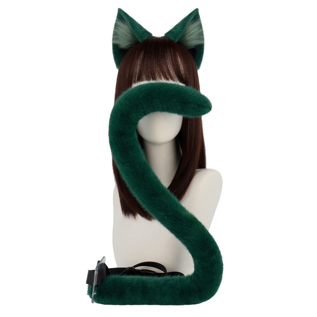 Monenjoy 薬屋のひとりごと 猫猫（マオマオ）　ふわふわ　耳飾り＋尻尾　可愛い　萌えグッズ　猫耳 きつね耳　コスプレ道具　アクセサリー　 - Monenjoy