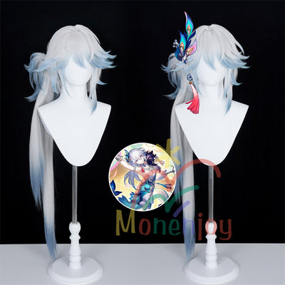 Monenjoy 崩壊スターレイル 爻光 ウィッグ　カツラ　コスプレ　100cm　自然感　仙舟『玉殿』の戎韜将軍 こうこう 仙舟同盟 耐熱グラデーション