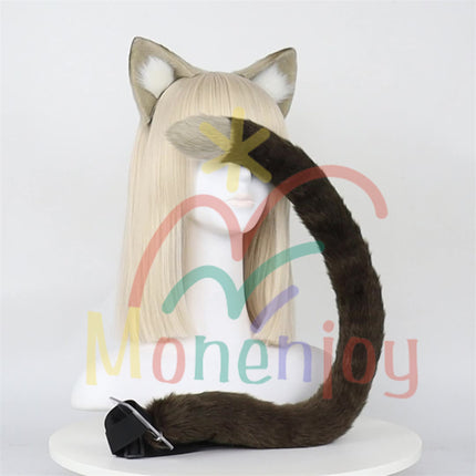 Monenjoy 原神 リネット ふわふわ　耳飾り＋尻尾　可愛い　萌えグッズ　猫耳 きつね耳　コスプレ道具　アクセサリー　
