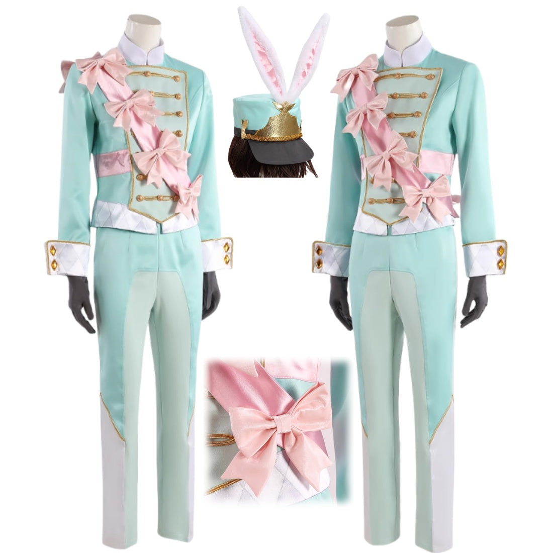 Monenjoy ツイステ 薔薇の王国のホワイト ラビット・フェス シルバー 限定衣装　コスプレ衣装　帽子付　ラビット・ウェア　イベント　仮装　ハロウィン - Monenjoy