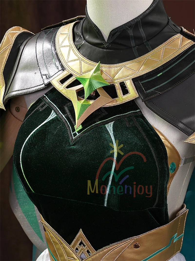 Monenjoy 原神 ネフェル コスプレ衣装　Nefer 　ベルベット生地 3d樹脂製パーツ　ナドクライ / 秘聞の館　コスチューム　耳飾り付